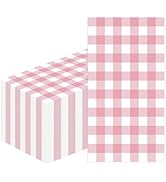 HEIPINIUYE 50 Pieces 3-ply Light Pink Gingham Napkins Disposable Pink and White Checkered Napkins...