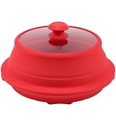 Microwave Splatter Silicone Cover Collapsible Steamer, Vented Multifunction Splash Lid with Glass...