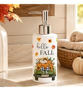 FYSUIMU Hello Fall Soap Dispenser Glass Dispenser with Pump Pumpkin Truck Refillable Liquid Soap ...
