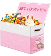 Large Toy Storage Box with Lid Divider, Sturdy Collapsible Toys Organizer Chest Kids Storage Bins...