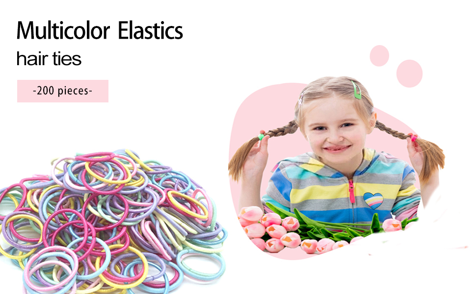 200 pieces of hair ties in assorted colors,enough for your spare or replacement