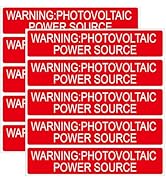 YEWROXY 10 Pack Photovoltaic Power Source Warning Labels, Outdoor PV Label Stickers, Vinyl Labels...