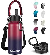 KXIAOCHEN Insulated Water Bottle, Stainless Steel Water Bottle, 2 Lids (Straw and Handle Lid),Wid...