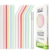 SPLF 12 Pack Translucent Reusable Silicone Drinking Straws,BPA Free Extra Long Collapsible Straws...