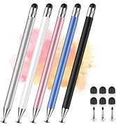 DIGIROOT 5 PCS Universal Stylus Pen, 2-in-1 Stylist Pens for Touch Screens | Metal Barrel, High S...