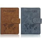 2 Pack RFID Blocking Passport Holder for Travel Essentials Premium Passport Wallet Cover for Wome...