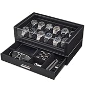ProCase Watch Box for Men, 12 Slots Watch Display Holder with Clear Acrylic Top, Large Capacity P...