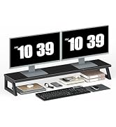 HOOBRO Dual Monitor Stand Riser, 39 Inch Large Computer Monitor Stand for 2 Monitors, Computer Mo...