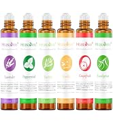 Essential Oil Roll On Set with Lavender, Peppermint, Eucalyptus & Grapefruit, Tea Tree & Vanila -...