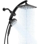Veken 8" High Pressure Shower Head with Handheld,Multi-pattern,Power Wash | 8-Function Square Rai...