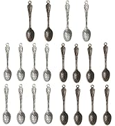 WsjiaboFux 20Pcs Antique Silver Color 10 x 49 mm Vintage Carved Spoon Metal Charms Accessories Be...