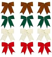 12 Pcs Velvet Bows for Christmas Tree 6 Inch, Vintage Christmas Bows Holiday Ornaments Wreath Gif...