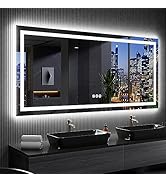 LOAAO 84X32 Inch RGB LED Bathroom Mirror with Lights, Anti-Fog, Dimmable Lighted Bathroom Vanity ...