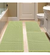 IM HOME Waffle Bath Mat Set 3 Piece Sage Green,Woven Modern Bath Rug Mats, Absorbent Non Slip Bat...