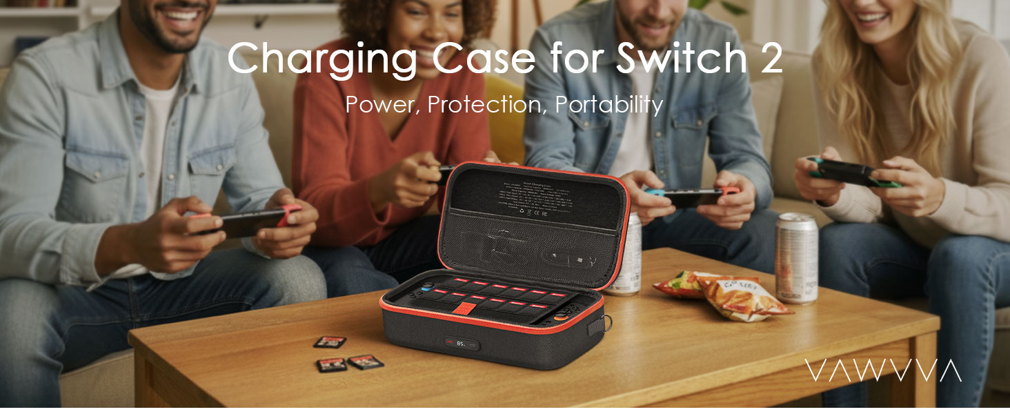 Nintendo switch 2 charging travel case carrying battery charger wireless cordless bag