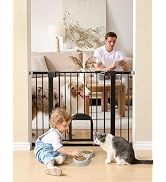 Babelio Upgraded Baby Gate with Adjustable Cat Door, CatPrivilege ?, 29-43" Auto Close Durable Do...
