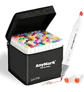 AnyMark Alcohol Markers Brush Tip, 100+1 Colors Dual Tip Brush & Chisel Alcohol-Based Art Markers...