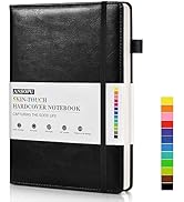 Leather Lined Journal Notebook for Writing, A5 100 GSM Thick Paper, Hardcover Journal for Men Wom...