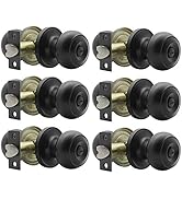 Probrico 6Pcs Black Privacy Door Knobs Lock for Bedroom or Bathroom Flat Ball Keyless Door Handles