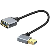 LANMINGLEL Short USB 3.0 Male to Female Cable,90 Degree USB 3.0 Extension Cable,5 Gbps Type A Ext...
