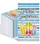 100PCS Summer Paper Napkins 3 Ply Hello Summer Decorative Hand Towels for Bathroom, Ice Cream Blu...