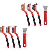 Gisde Wire Brush 8Pcs Set Nylon/Brass/Stainless Steel Wire Brushes for Cleaning Rust Removal in H...