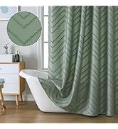 Chyhomenyc Chevron Sage Green Boho Shower Curtain 72x72 inches, Cloth Shower Curtain Modern Chic ...