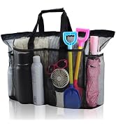 ASBEFORE Extra Large Mesh Beach Bag, Portable Oversized Tote Bag with Zipper for Pool Swim Travel