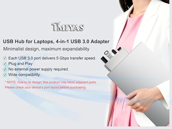 USB 3.0 Ultra Slim 4-Port USB Hub,Solving the problem of limited USB slots.