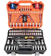 Vanquish 162 Pieces Mechanic Tools Kit and Socket Set for Car Repair, Cr-V Constructed, SAE&Metri...