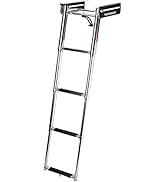 Amarine Made 4 Step Boat Ladder with Screws Stainless Steel Telescoping Ladder, Slide Under Platf...