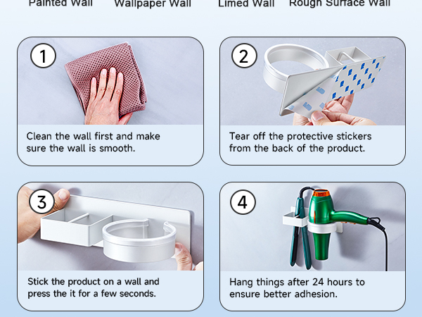 adhesive flat iron holder