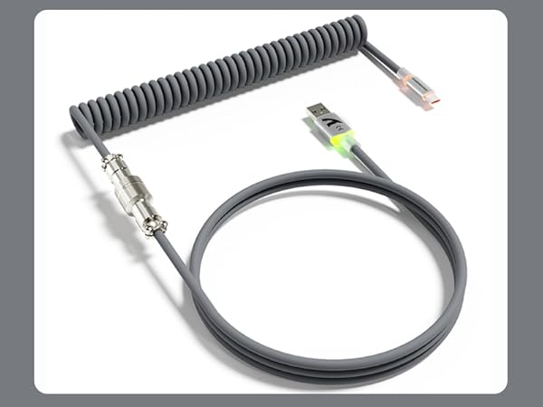 ATTACK SHARK C01 ULTRA Gray Coiled C to A TPU Cable for 8K Polling Rate Gaming Keyboard