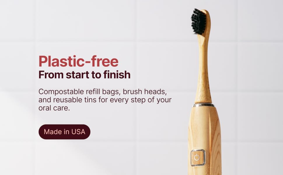plastic free from start to finish compostable brush heads oral care made in usa
