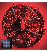 JMEXSUSS 600 LED Red Solar Halloween Lights, 206.7ft Solar Christmas Lights Outdoor Waterproof, 8...