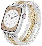 MOFREE Beaded Apple Watch Band for Women 38/40/41/42mm Elastic Strap | Handmade No-Clasp Stretch ...