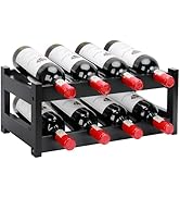 Thalomely Bamboo Wine Rack, 2-Tier 8 Bottles Wine Storage Cabinet Shelf, Easy-Assembly Freestandi...