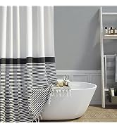 Dynamene Modern Farmhouse Fabric Shower Curtain Boho Black and White Striped Cloth Bathroom Showe...