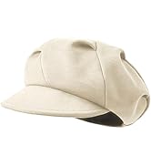 huablo Women's Folds Wool Newsboy Cap - Soft Brim, Convertible to Beret Style - Vintage Gatsby Ca...