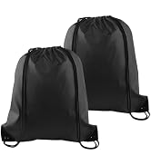 PLULON 2Pcs Drawstring Bags Bulk Black Drawstring Backpack String Backpack Cinch Sack Sport Gym B...