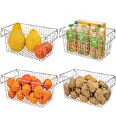 SANNO Stackable Wire Baskets, For Pantry Storage and Organization Pantry Storage Bins With Handle...