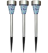 Uonlytech Solar Lawn Lamp, Solar Power Stainless Steel Mosaic Lawn Lamp, Solar Garden Lights for ...