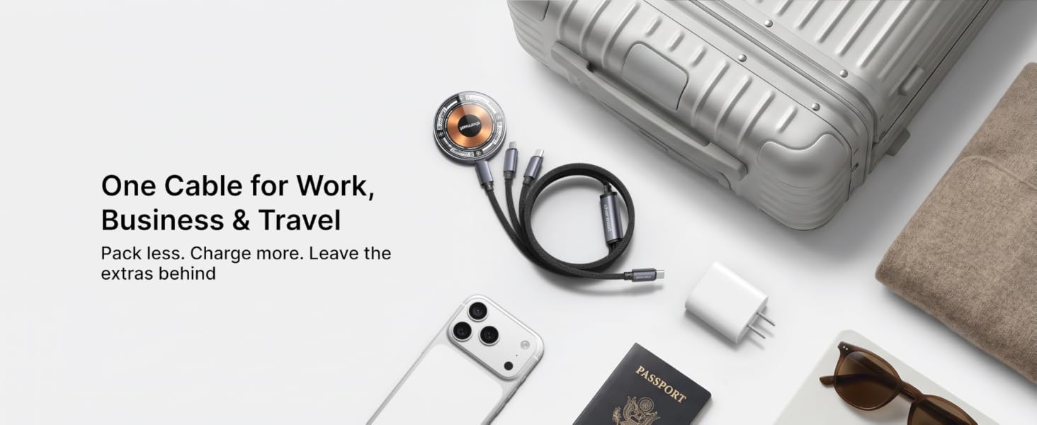 5-in-1 Charger Cable and Magnetic Wireless Charger-Travel Essential