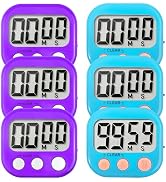 6 Pack Digital Kitchen Timer Small Classroom Timers for Kids Teachers (Blue&Purple)