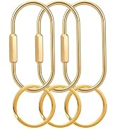 New Fashion Kingdom Gold Brass Key Rings, Screw Lock Keys Organizer, Carabiner Keychain Clip, Pur...