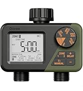 Diivoo Sprinkler Timer 2 Zone, Programmable Water Hose Timer 2 Outlet for Garden, Outdoor Automat...