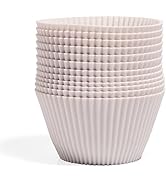 The Silicone Kitchen Reusable Silicone Baking Cups - Designer White, Non-Toxic, BPA Free, Dishwas...