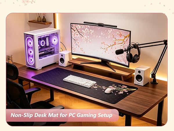 Cherry blossoms Non-Slip Desk Mat For PC Gaming Setup.