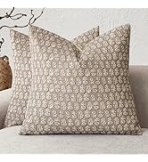 Foindtower Set of 2 Decorative Neutral Floral Print Throw Pillow Covers Vintage Accent Farmhouse ...