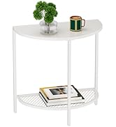 SAYGOER White End Table 19.7'' Half Moon Side Table Small Side Tables 18.7"*10.4" Night Stand for...
